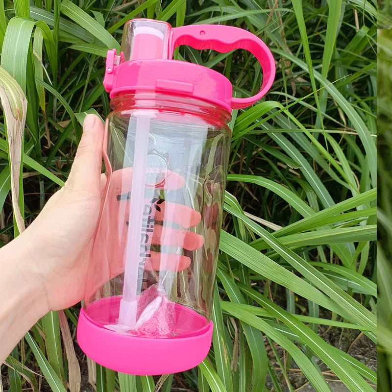 Botella Agua Deportiva 1L Pajita - Tritan Libre BPA Gimnasio Chile