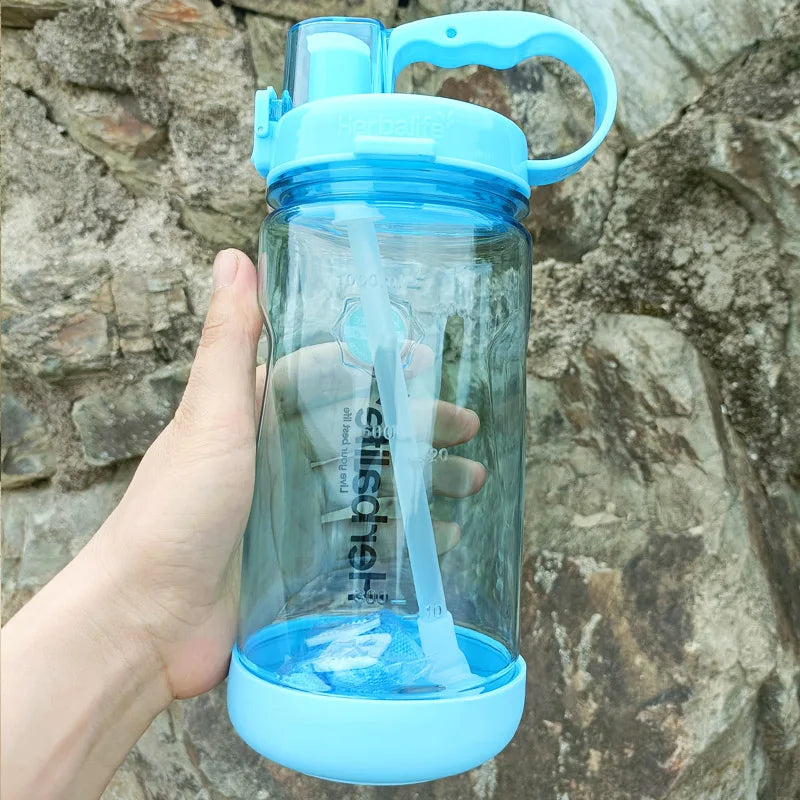 Botella Agua Deportiva 1L Pajita - Tritan Libre BPA Gimnasio Chile