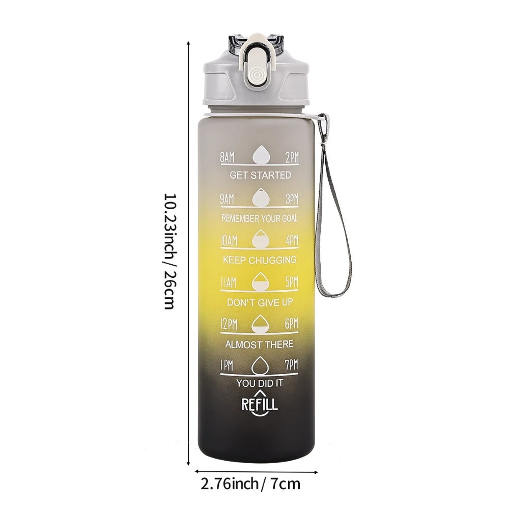Botella Agua 750ml con Marcador Tiempo - Motivacional Deporte