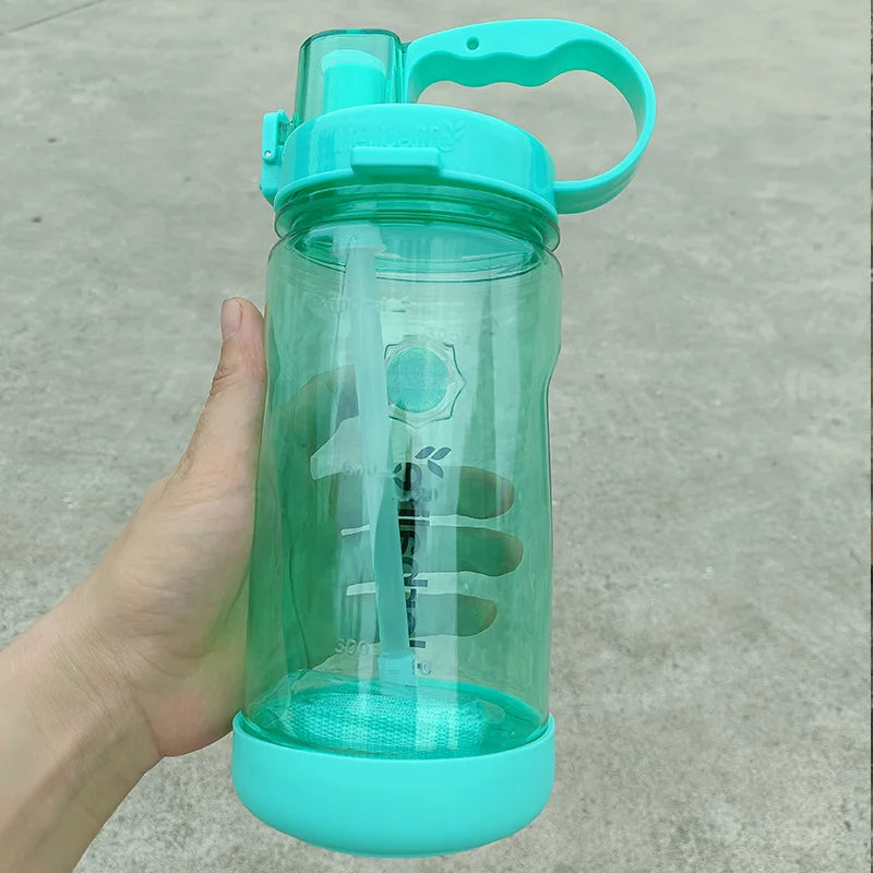 Botella Agua Deportiva 1L Pajita - Tritan Libre BPA Gimnasio Chile