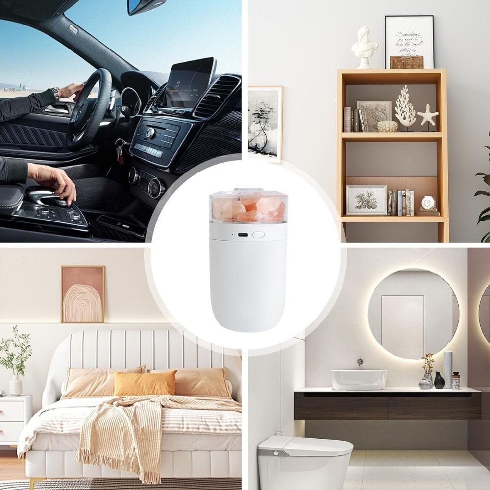 Difusor Aceites Esenciales Piedra Sal LED - Humidificador